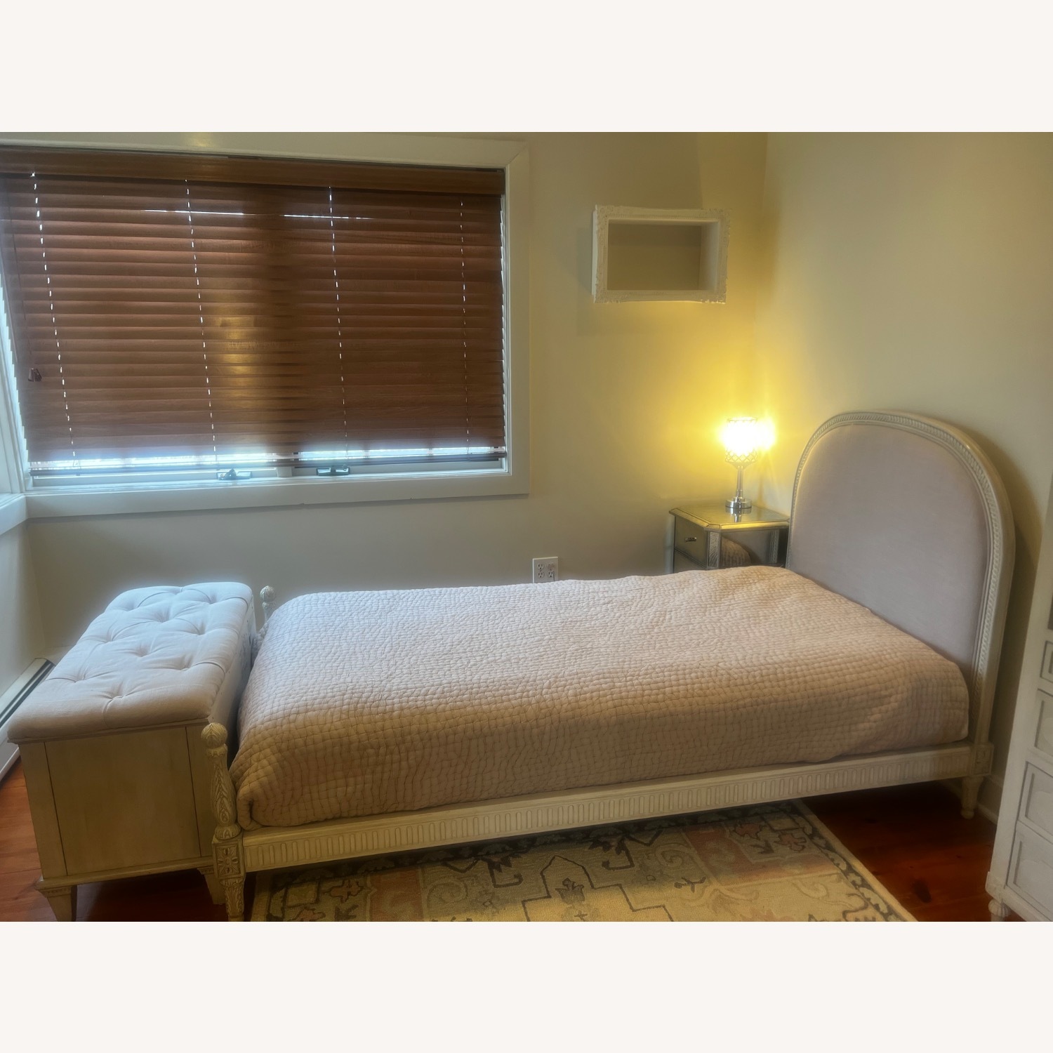 Restoration Hardware Light Gray Wood Twin Bed - image-5