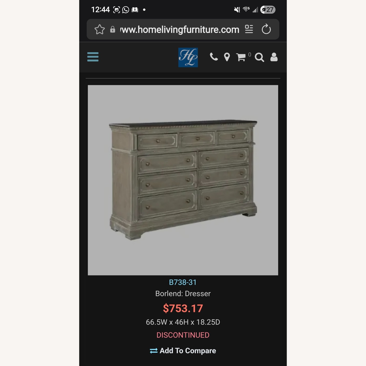 Ashley Furniture Borlend Wood Veneer Dresser - image-1