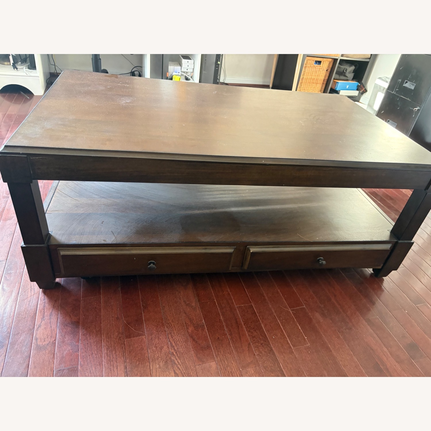 Vintage/Antique Dark Brown Wood Coffee Table - image-3