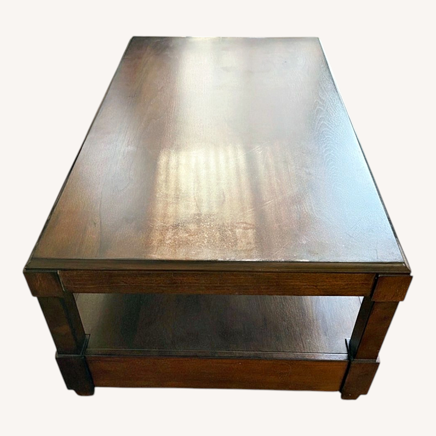 Vintage/Antique Dark Brown Wood Coffee Table - image-0
