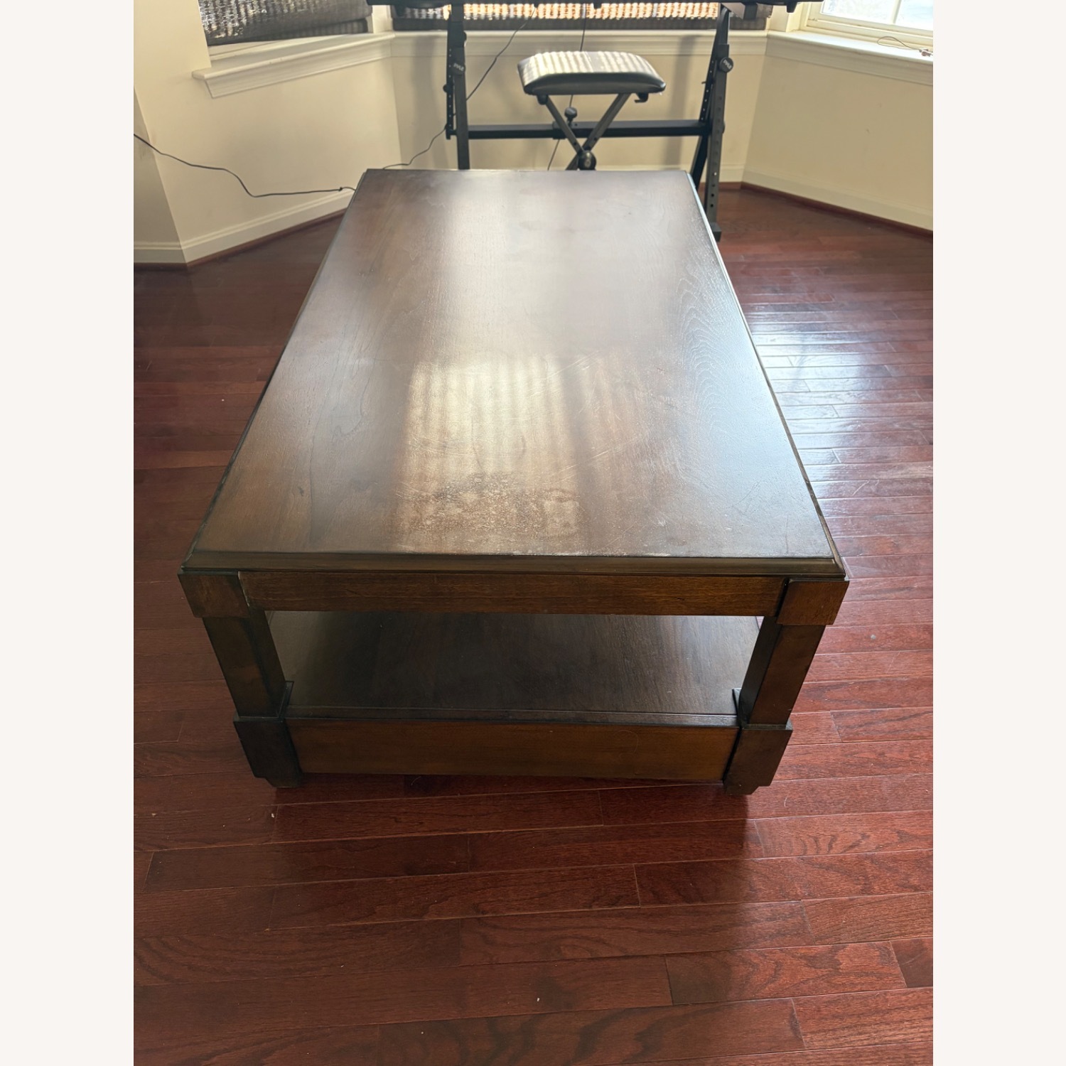 Vintage/Antique Dark Brown Wood Coffee Table - image-1