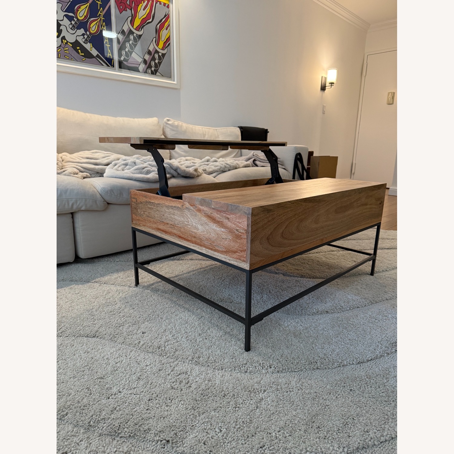 West Elm Industrial Storage Pop-Up Coffee Table - image-3
