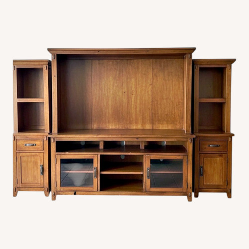 Used Ashley Furniture Dark Brown Wood Media Storage for sale on AptDeco