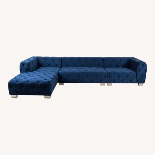 Used Blue Velvet 3+ Piece Sectional for sale on AptDeco