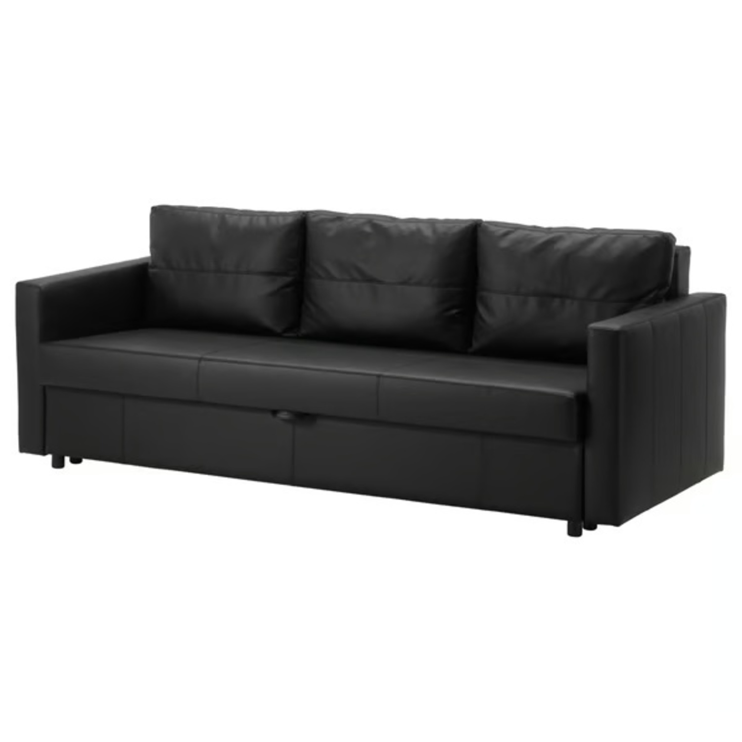 IKEA FRIHETEN Black Leather Sleeper Sofa - image-6