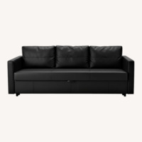 IKEA FRIHETEN Black Leather Sleeper Sofa