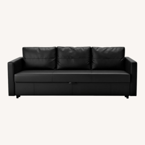 Used IKEA FRIHETEN Black Leather Sleeper Sofa for sale on AptDeco