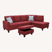 L Shaped Sectional Sofa With Ottoman and Cushions