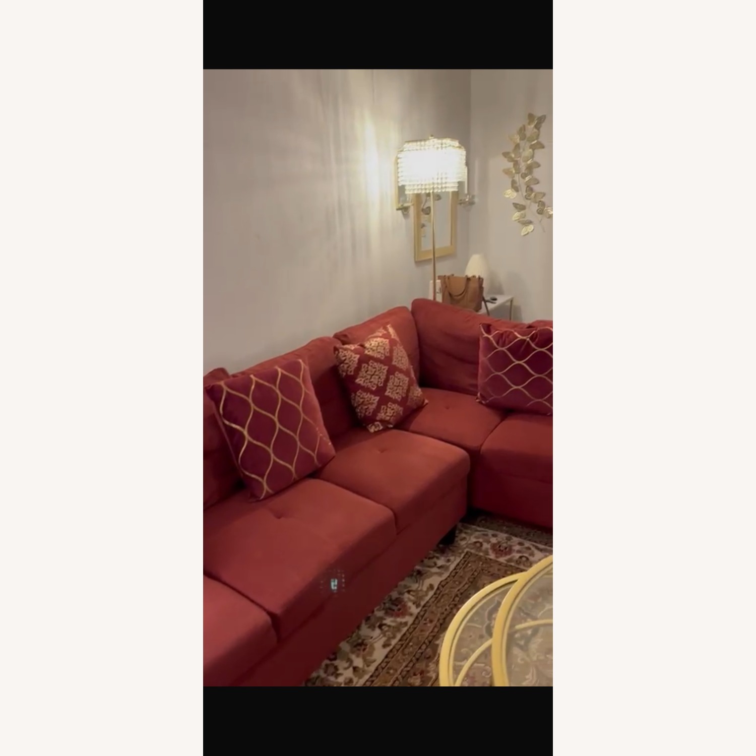 L Shaped Sectional Sofa With Ottoman and Cushions  - image-6