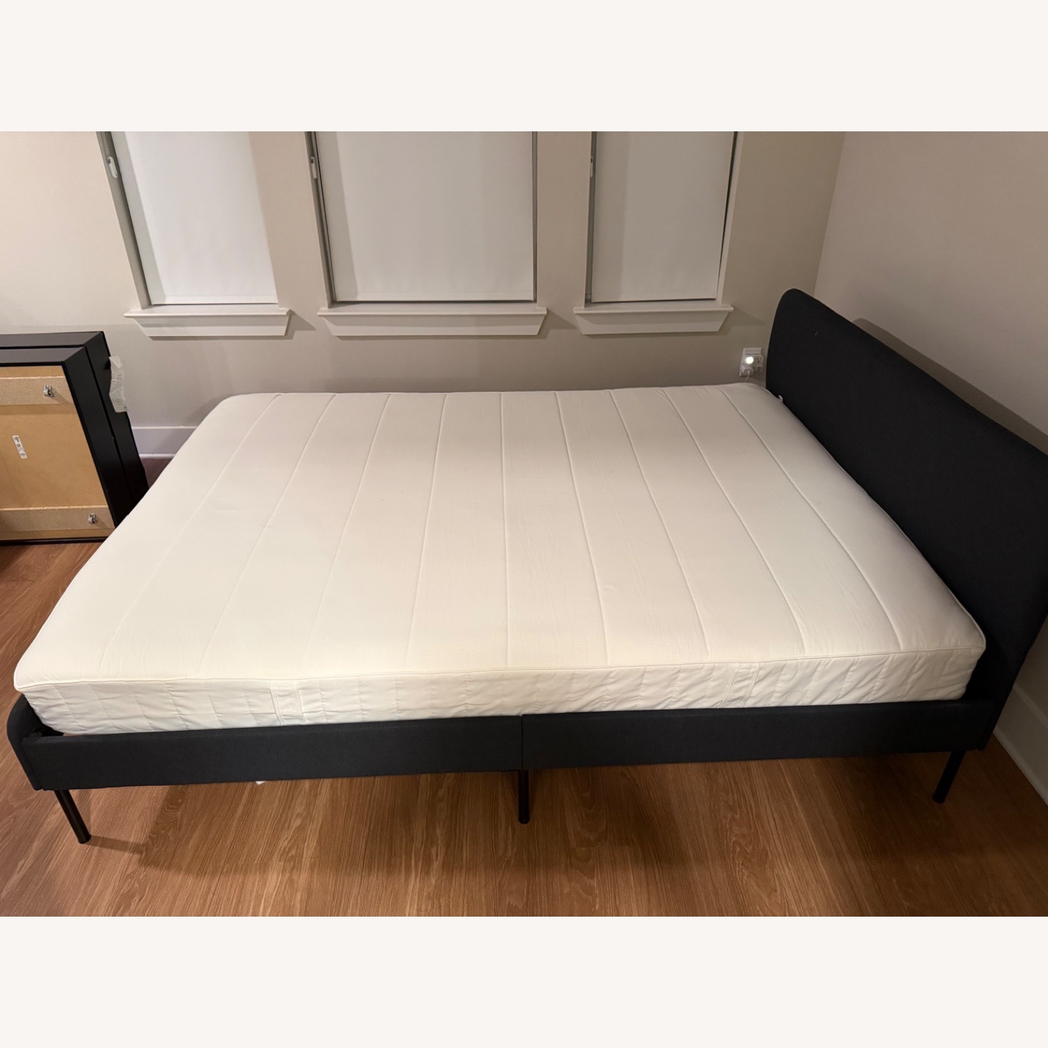 IKEA Black Fabric Queen Bed - image-3