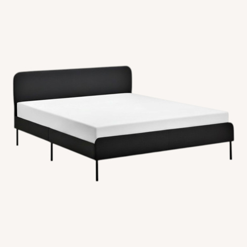Used IKEA Black Fabric Queen Bed for sale on AptDeco