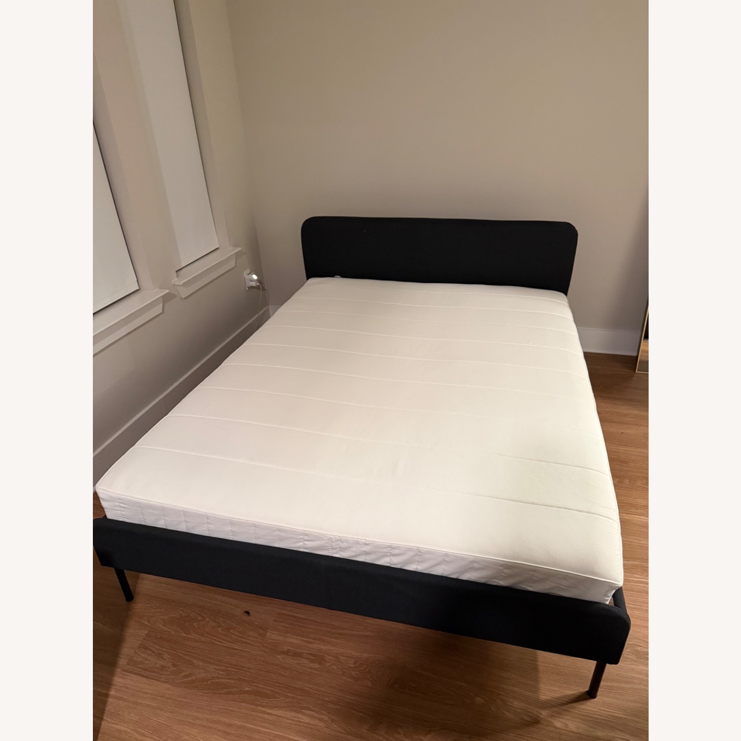 IKEA Black Fabric Queen Bed - image-1