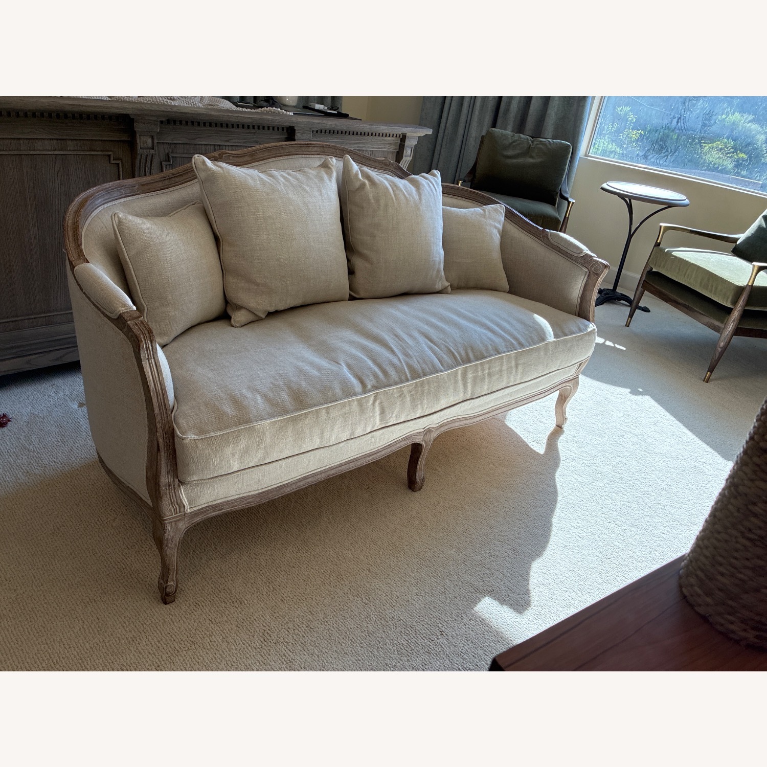 Restoration Hardware Natural Wood Loveseat - image-2
