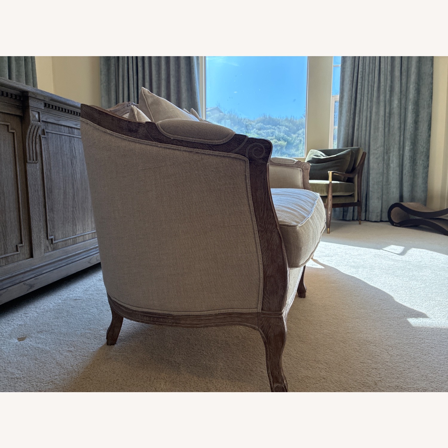 Restoration Hardware Natural Wood Loveseat - image-3