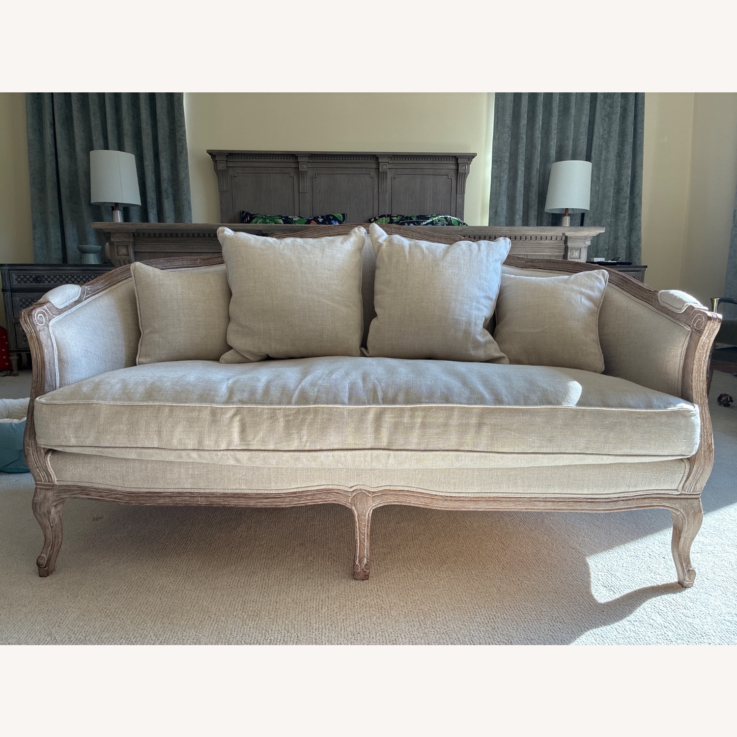 Restoration Hardware Natural Wood Loveseat - image-1