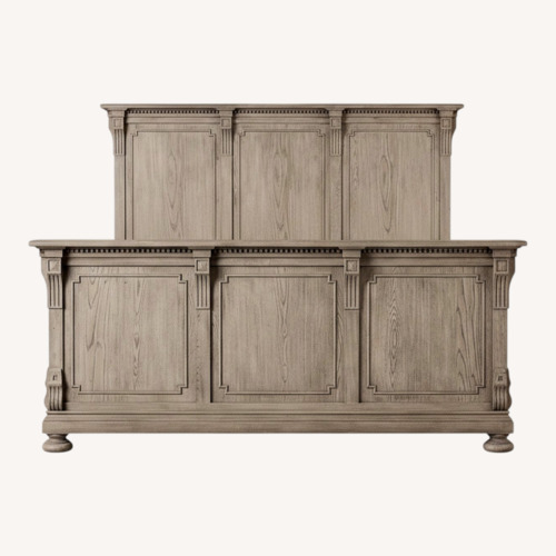 Used Restoration Hardware Light Gray Wood King Bed for sale on AptDeco