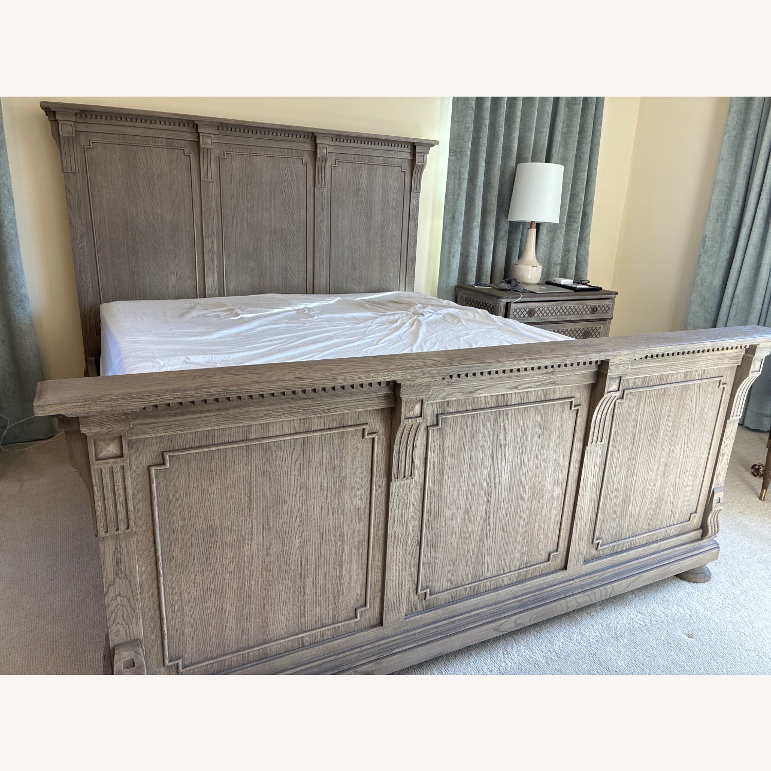 Restoration Hardware Light Gray Wood King Bed - image-2