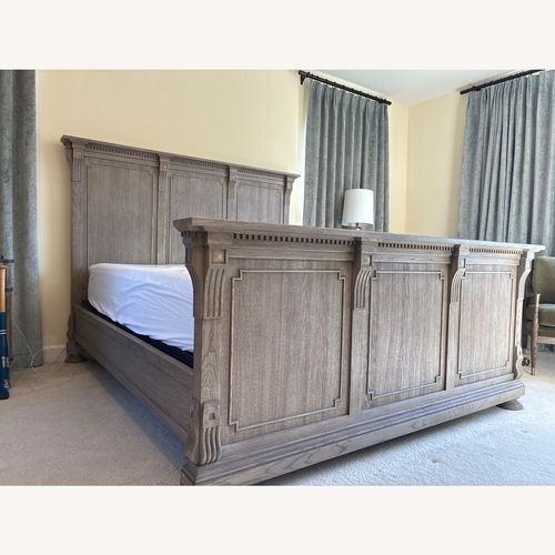 Used Restoration Hardware Light Gray Wood King Bed for sale on AptDeco