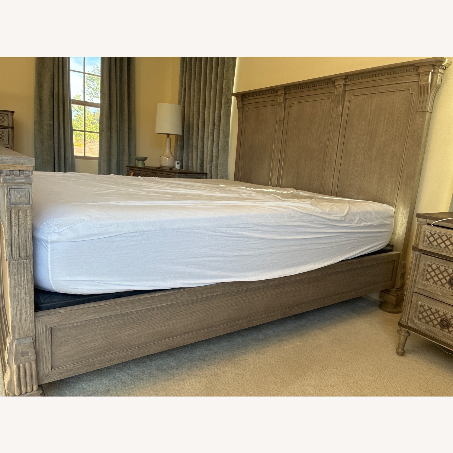 Restoration Hardware Light Gray Wood King Bed - image-3