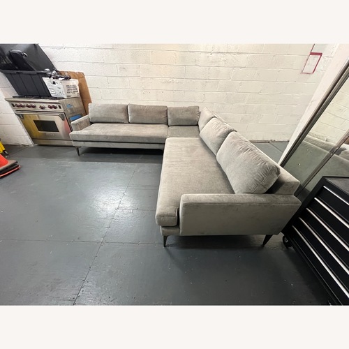 Used West Elm Light Gray Velvet 3+ Piece Sectional for sale on AptDeco