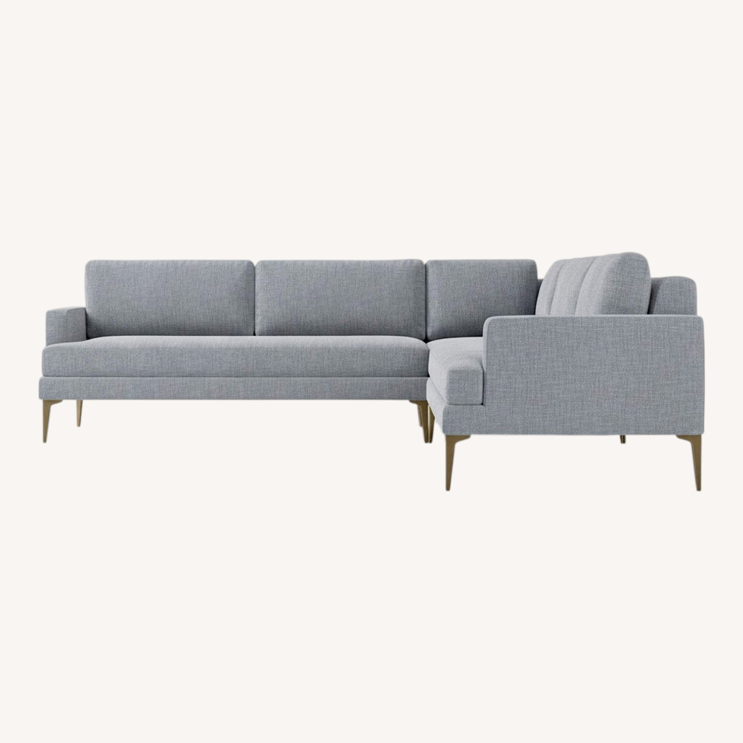 West Elm Light Gray Velvet 3+ Piece Sectional - image-0