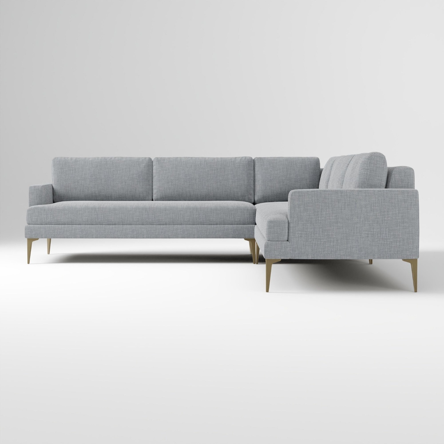 West Elm Light Gray Velvet 3+ Piece Sectional - image-4