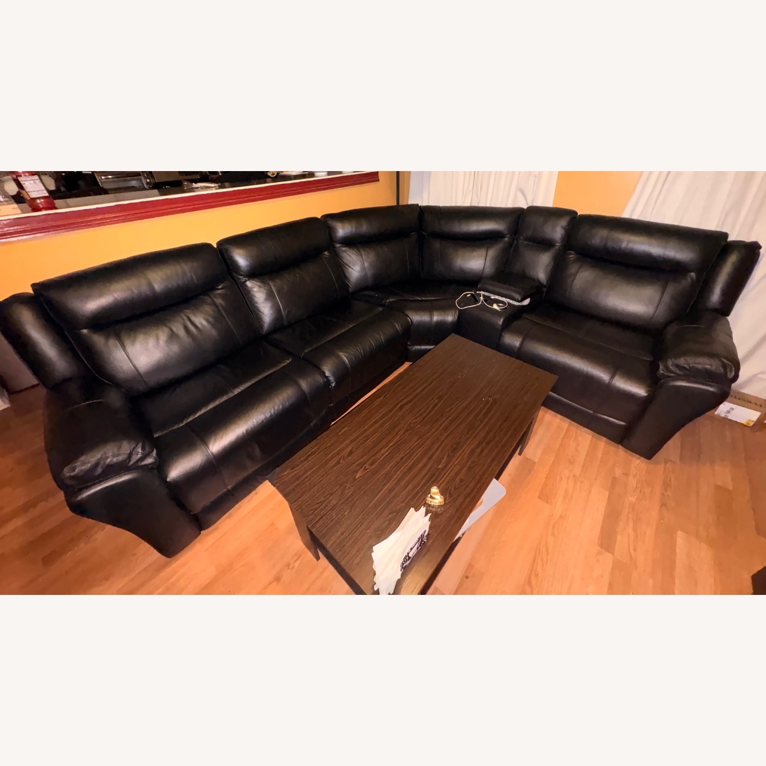 Bob's Discount Frontier Black Leather Recliner Couch - image-1