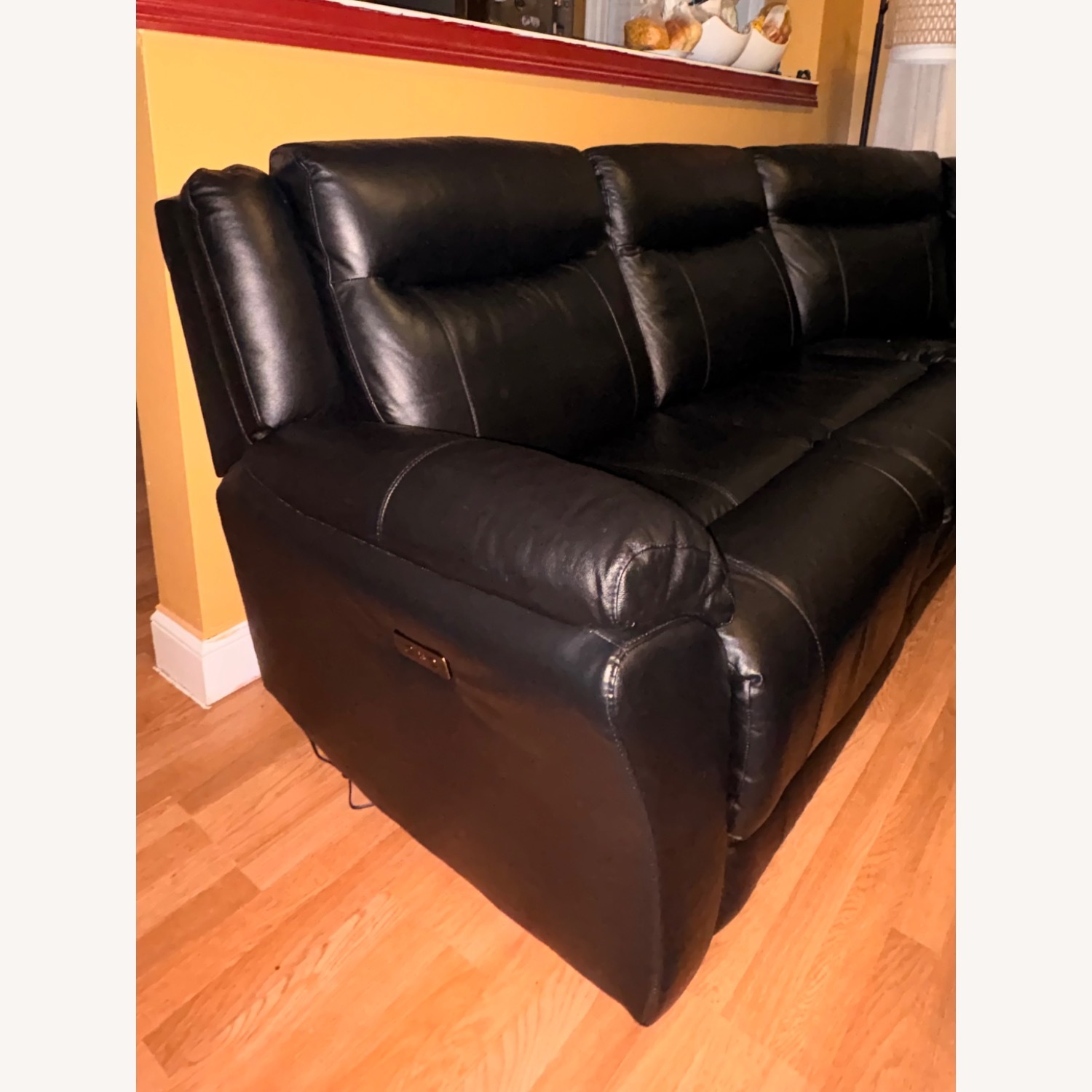Bob's Discount Frontier Black Leather Recliner Couch - image-2