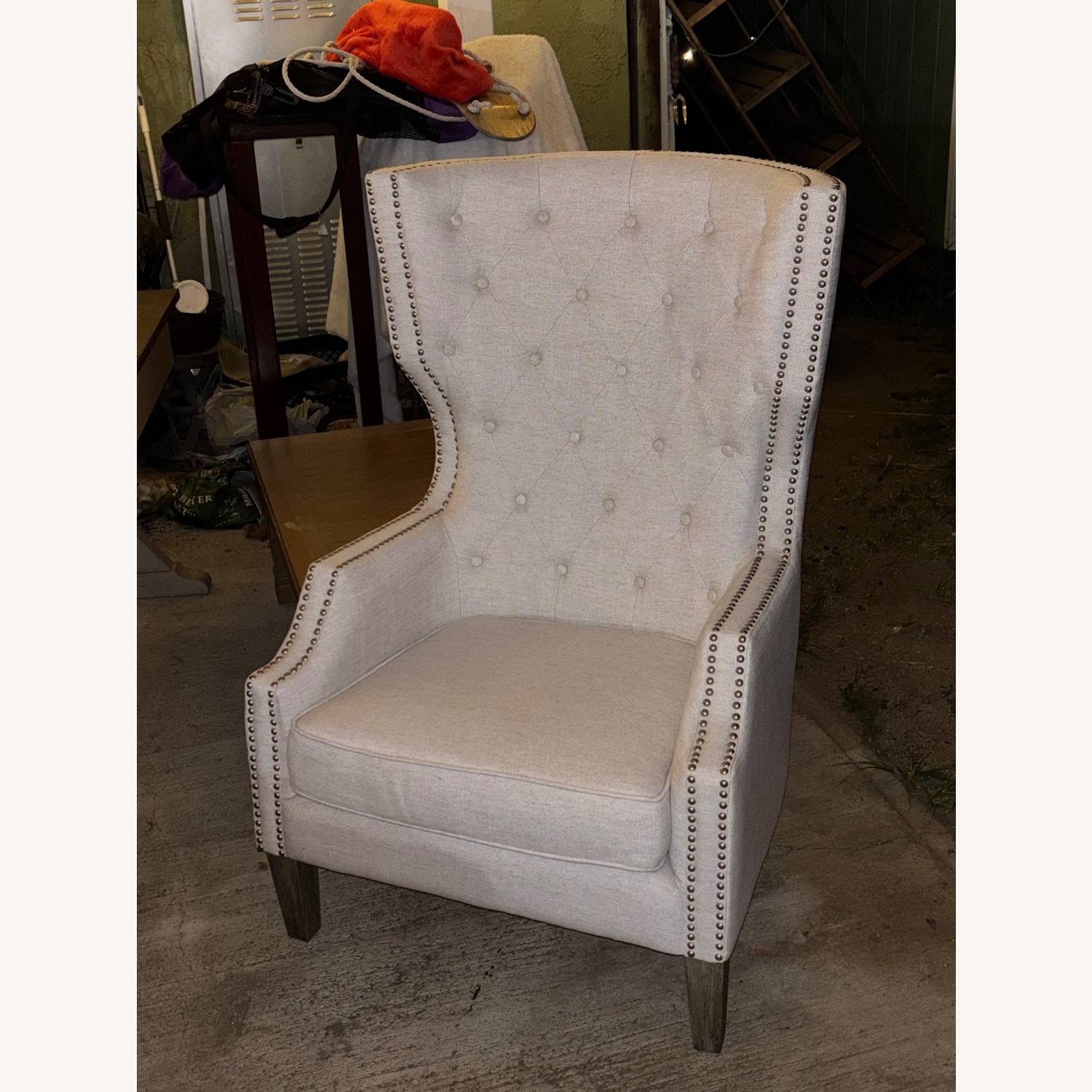 Tufted Large Armchair Nailhead Trim - image-1