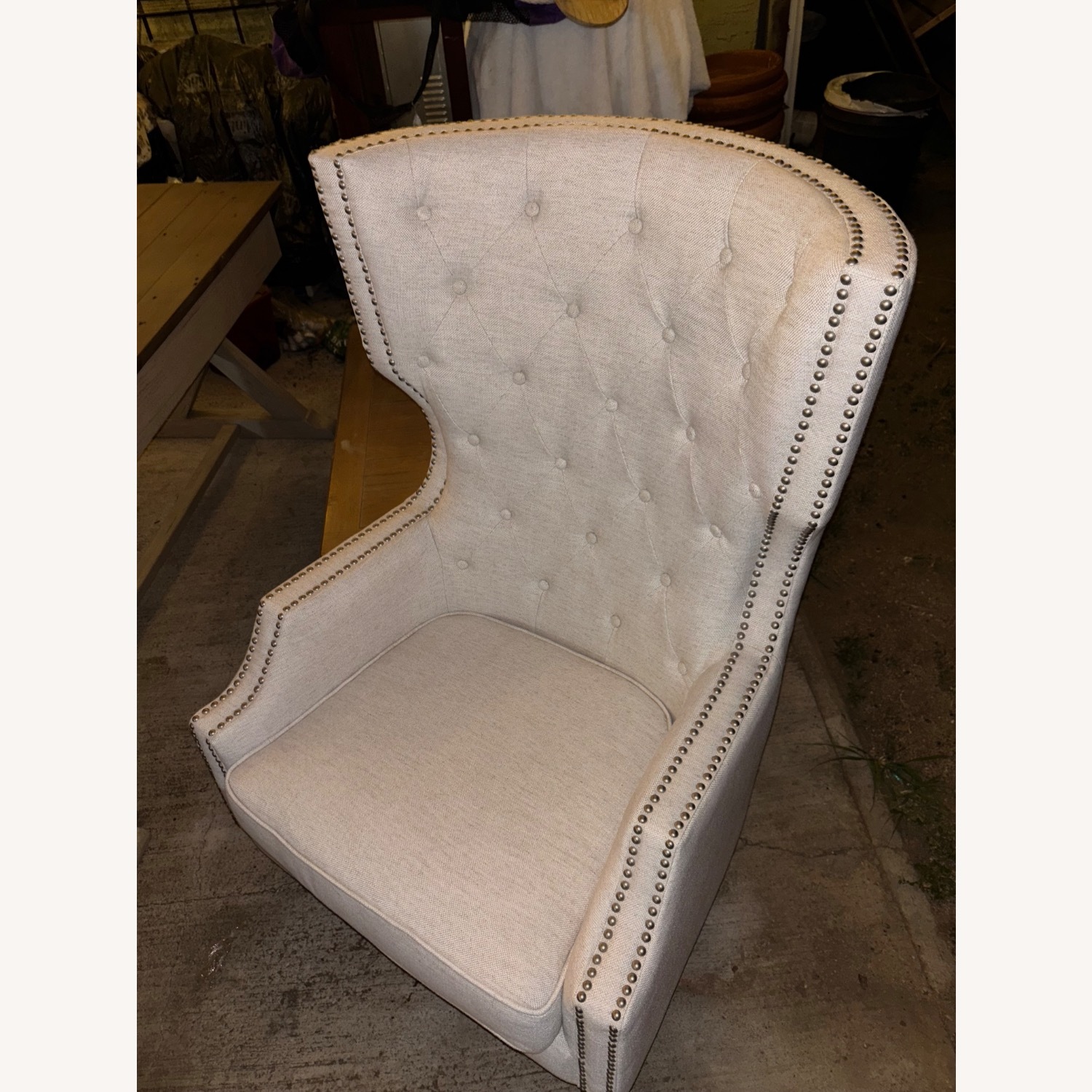 Tufted Large Armchair Nailhead Trim - image-3