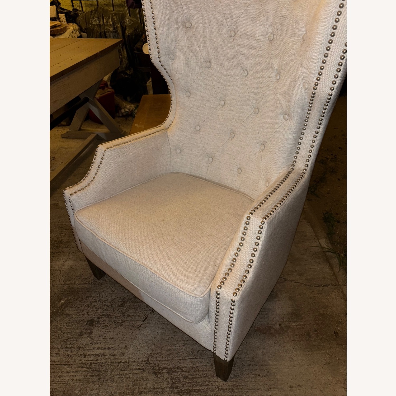 Tufted Large Armchair Nailhead Trim - image-2