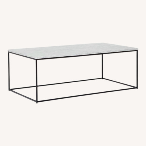 Used West Elm Streamline White Marble Coffee Table for sale on AptDeco
