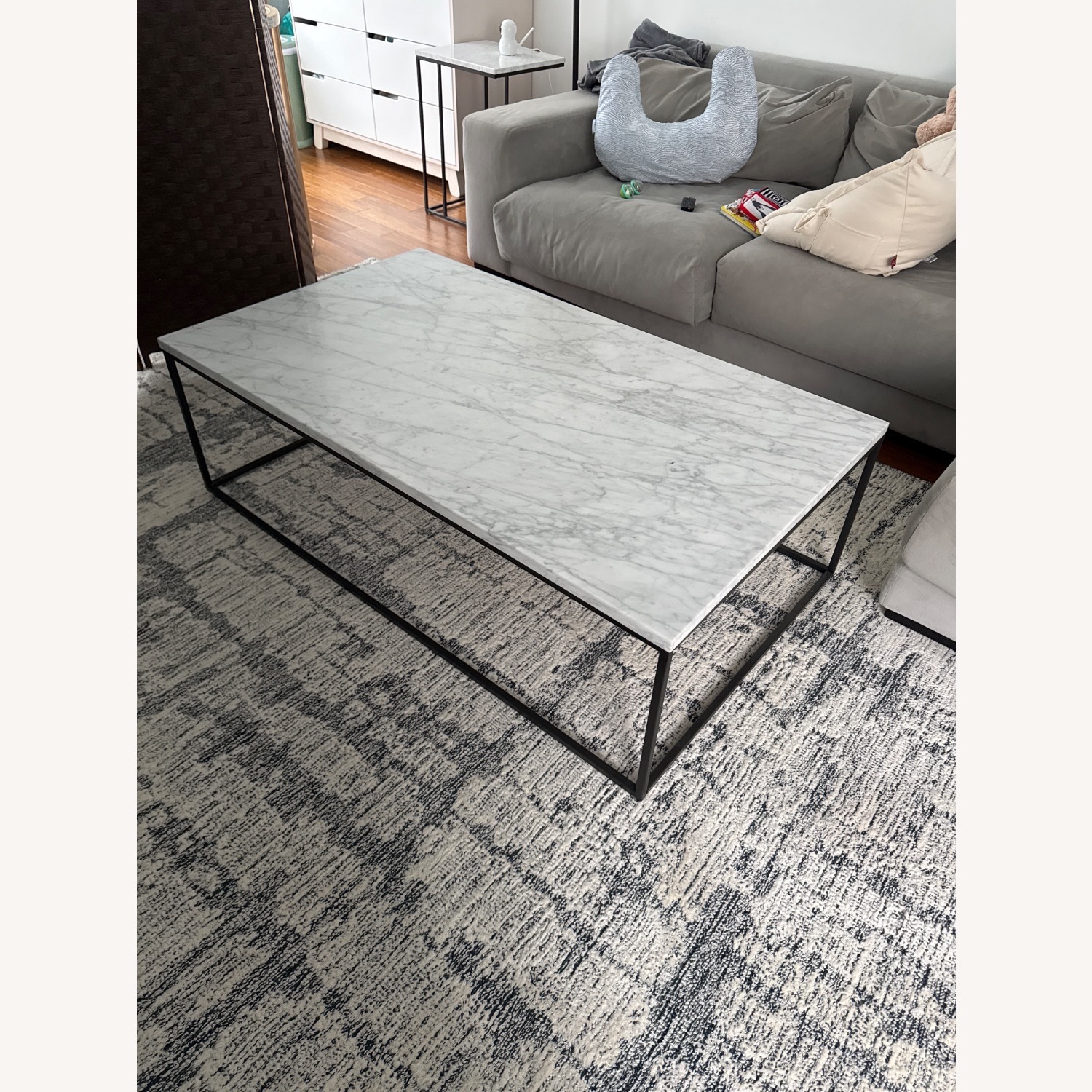 West Elm Streamline White Marble Coffee Table - image-5