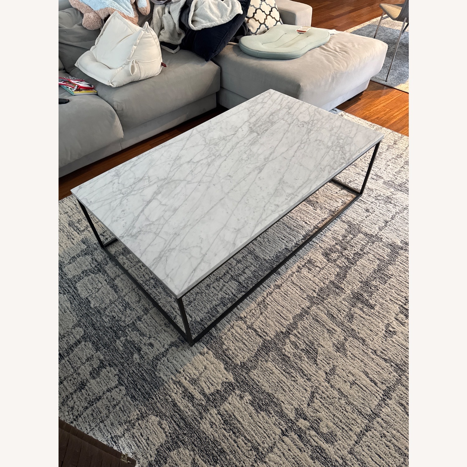 West Elm Streamline White Marble Coffee Table - image-3