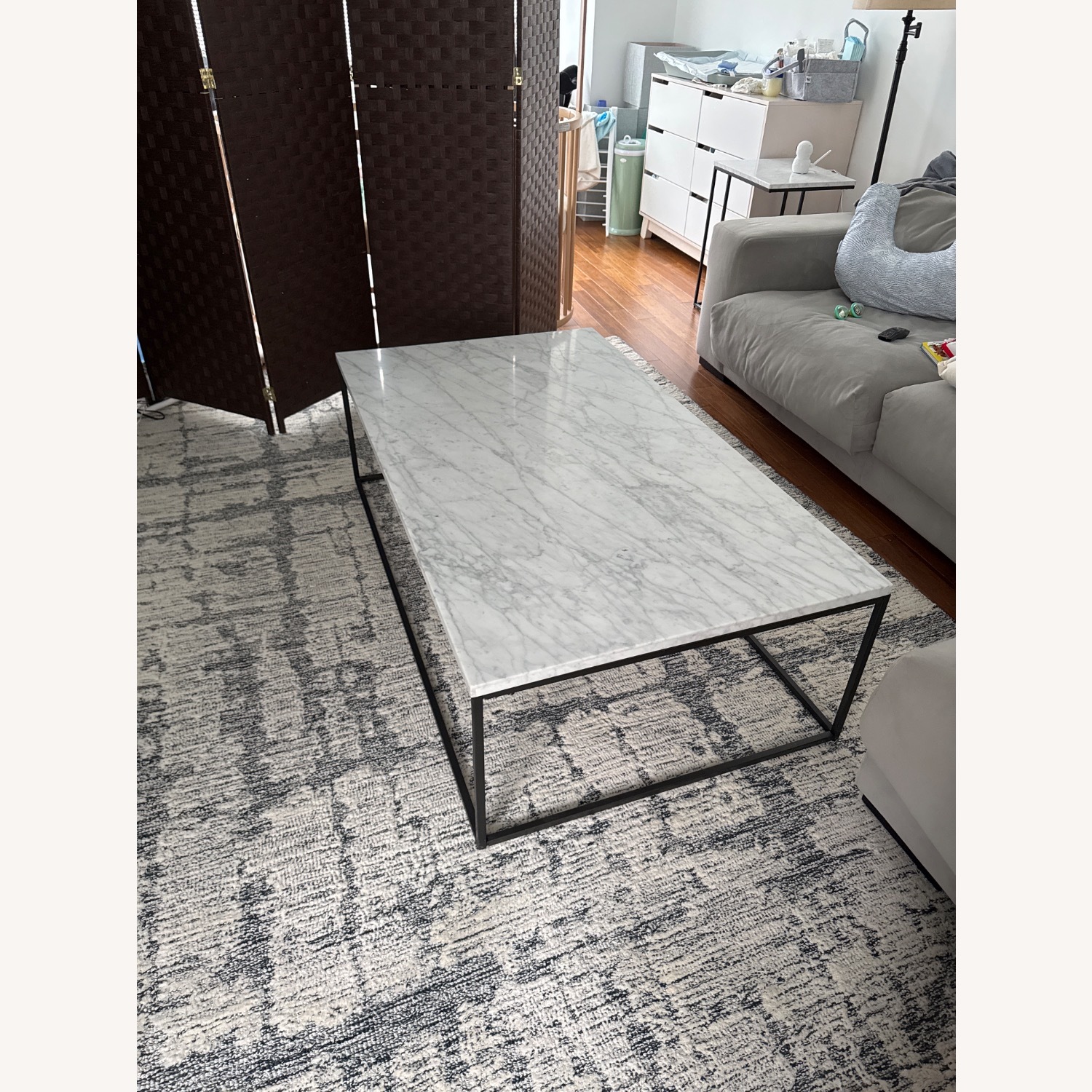 West Elm Streamline White Marble Coffee Table - image-2