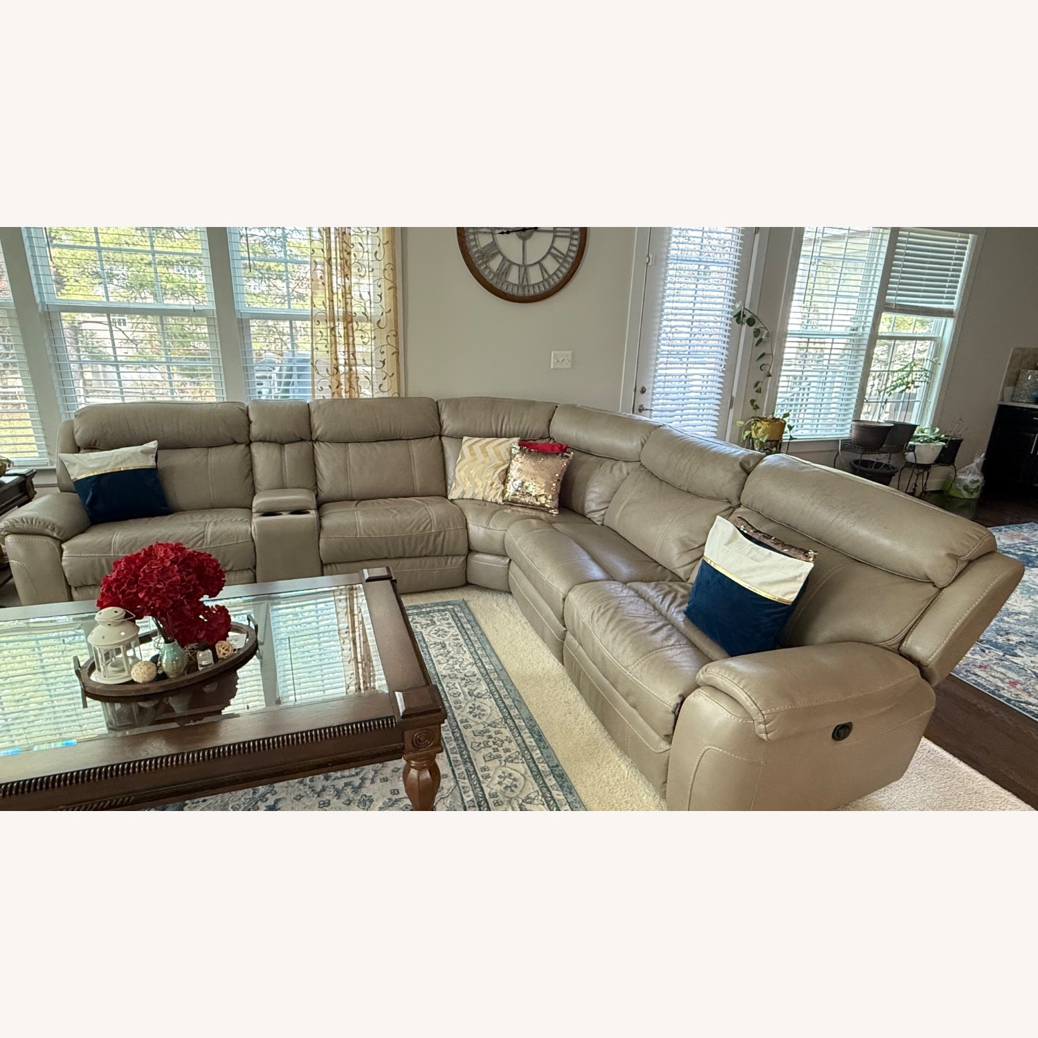 Havertys Natural Leather 3+ Piece Sectional - image-2