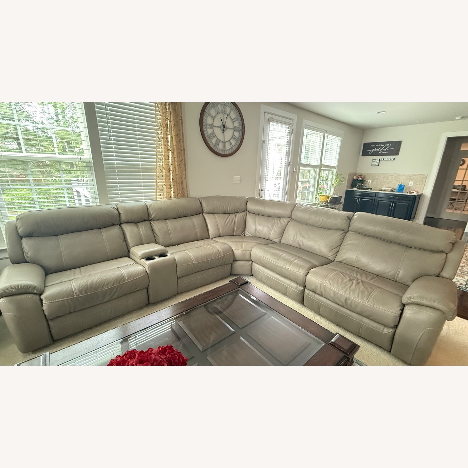 Havertys Natural Leather 3+ Piece Sectional - image-1