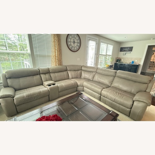 Used Havertys Natural Leather 3+ Piece Sectional for sale on AptDeco