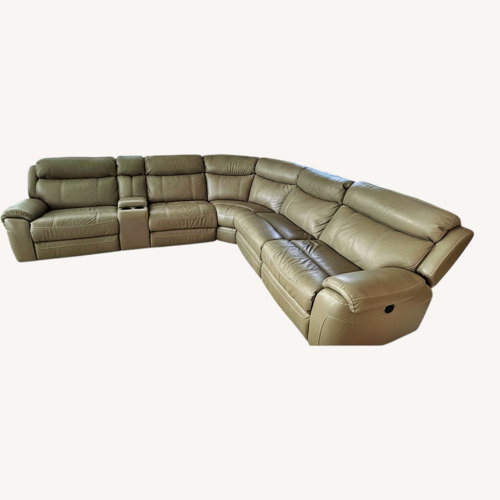 Used Havertys Natural Leather 3+ Piece Sectional for sale on AptDeco