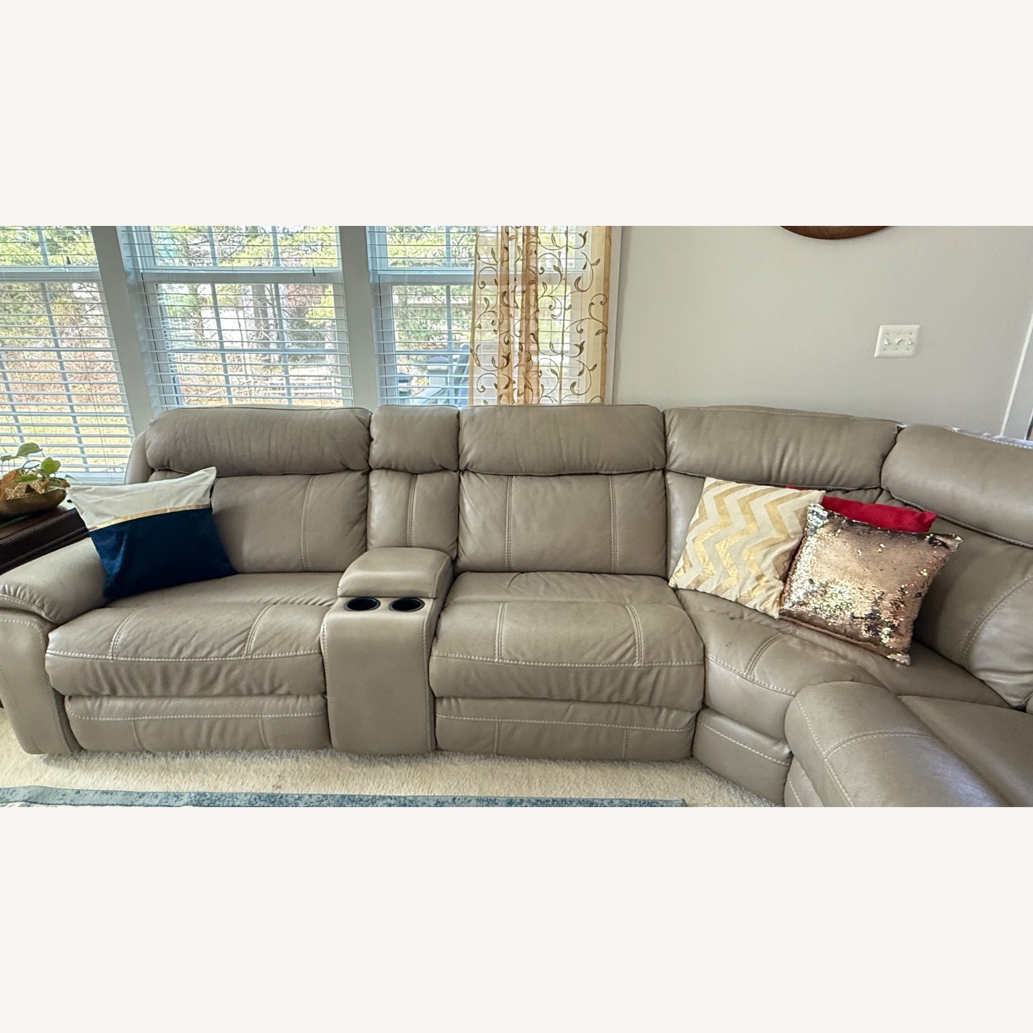 Havertys Natural Leather 3+ Piece Sectional - image-3