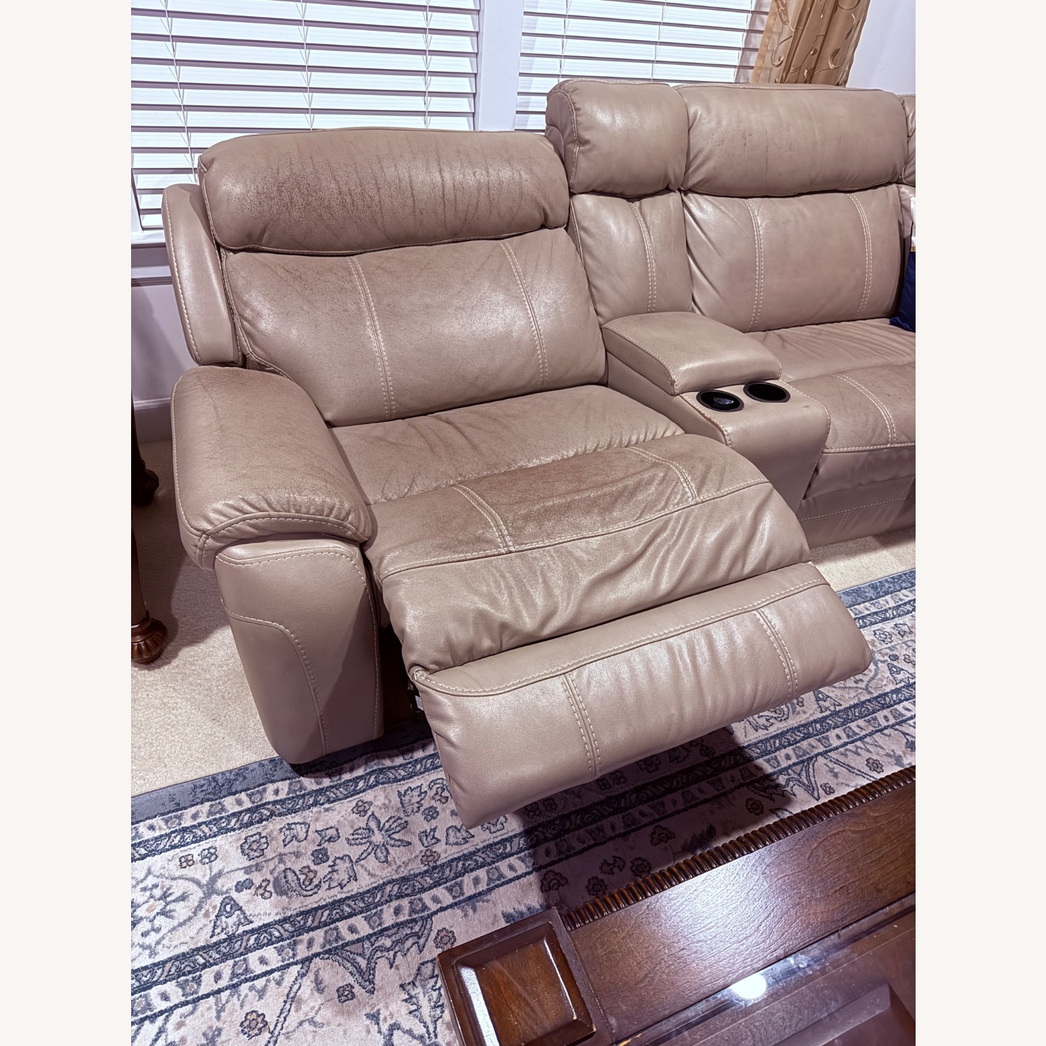 Havertys Natural Leather 3+ Piece Sectional - image-4