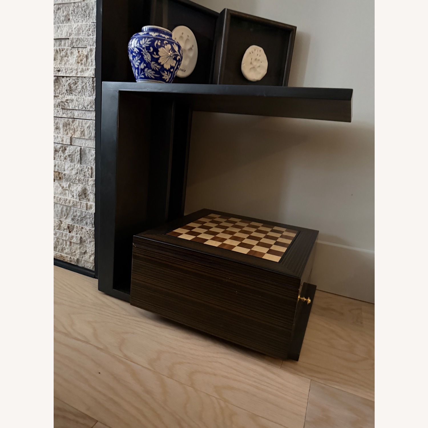 Modern Charcoal Pedestal Side Tables, Pair - image-5