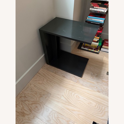 Used Modern Charcoal Pedestal Side Tables, Pair for sale on AptDeco