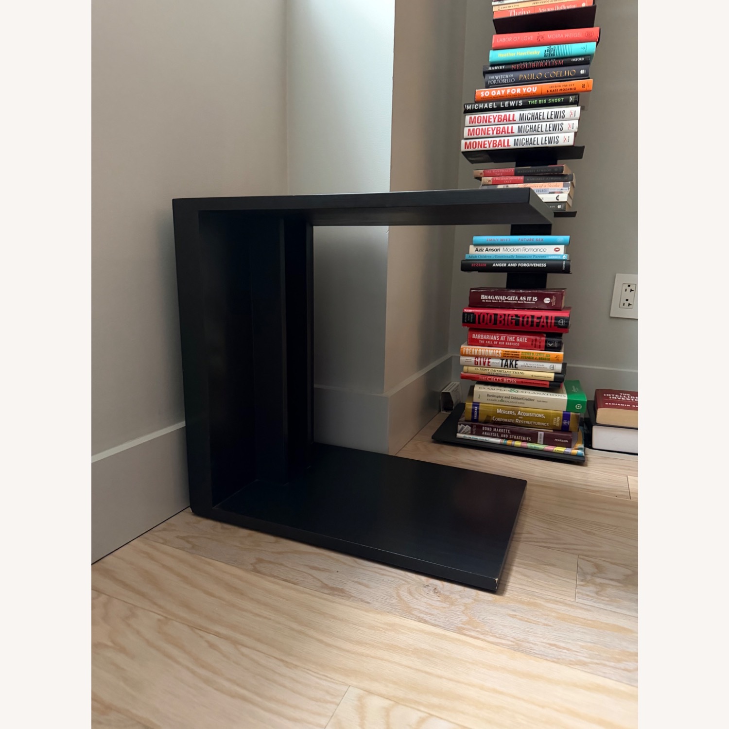 Modern Charcoal Pedestal Side Tables, Pair - image-3