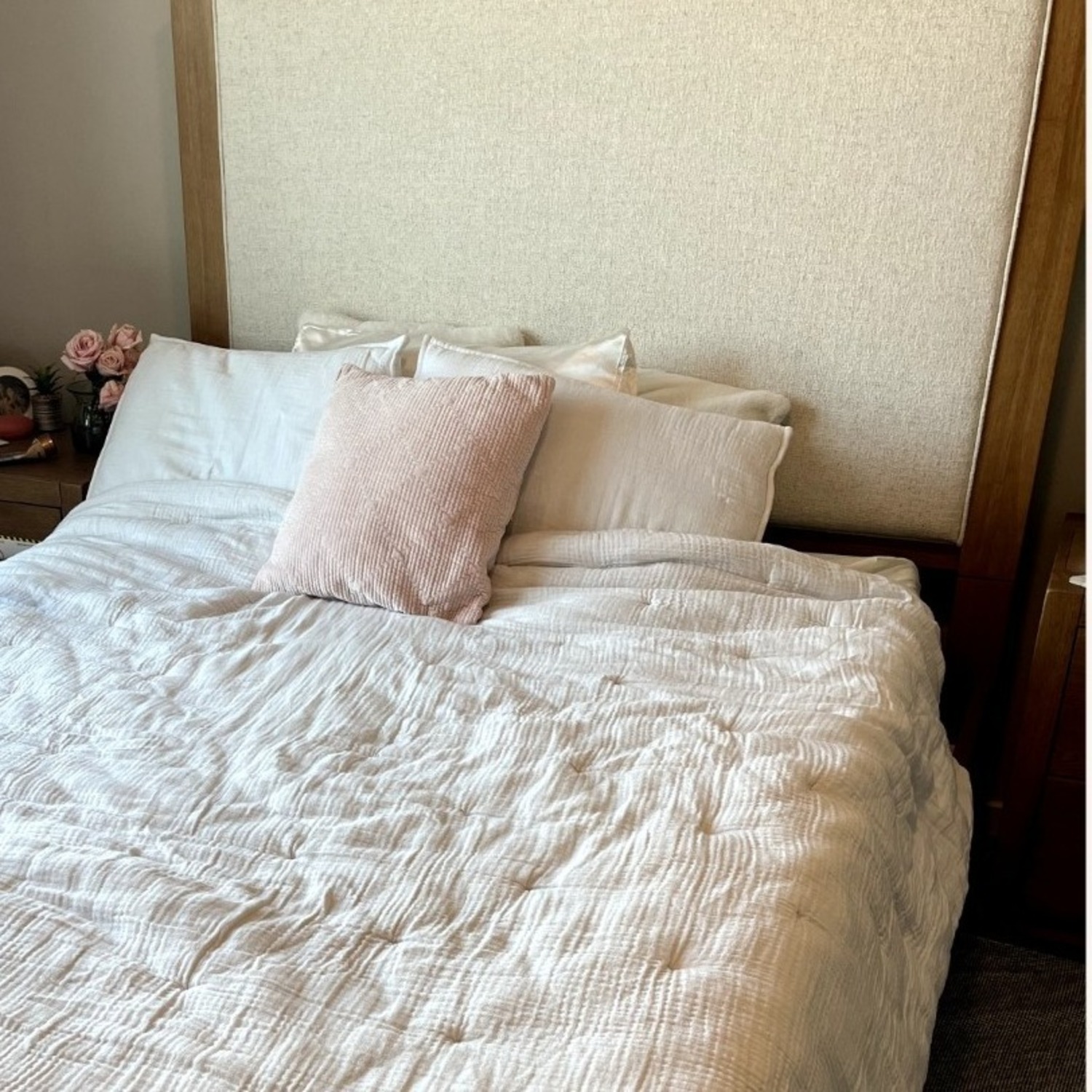 Rooms To Go Ithaca Natural Queen Upholstered Bed Frame - image-5