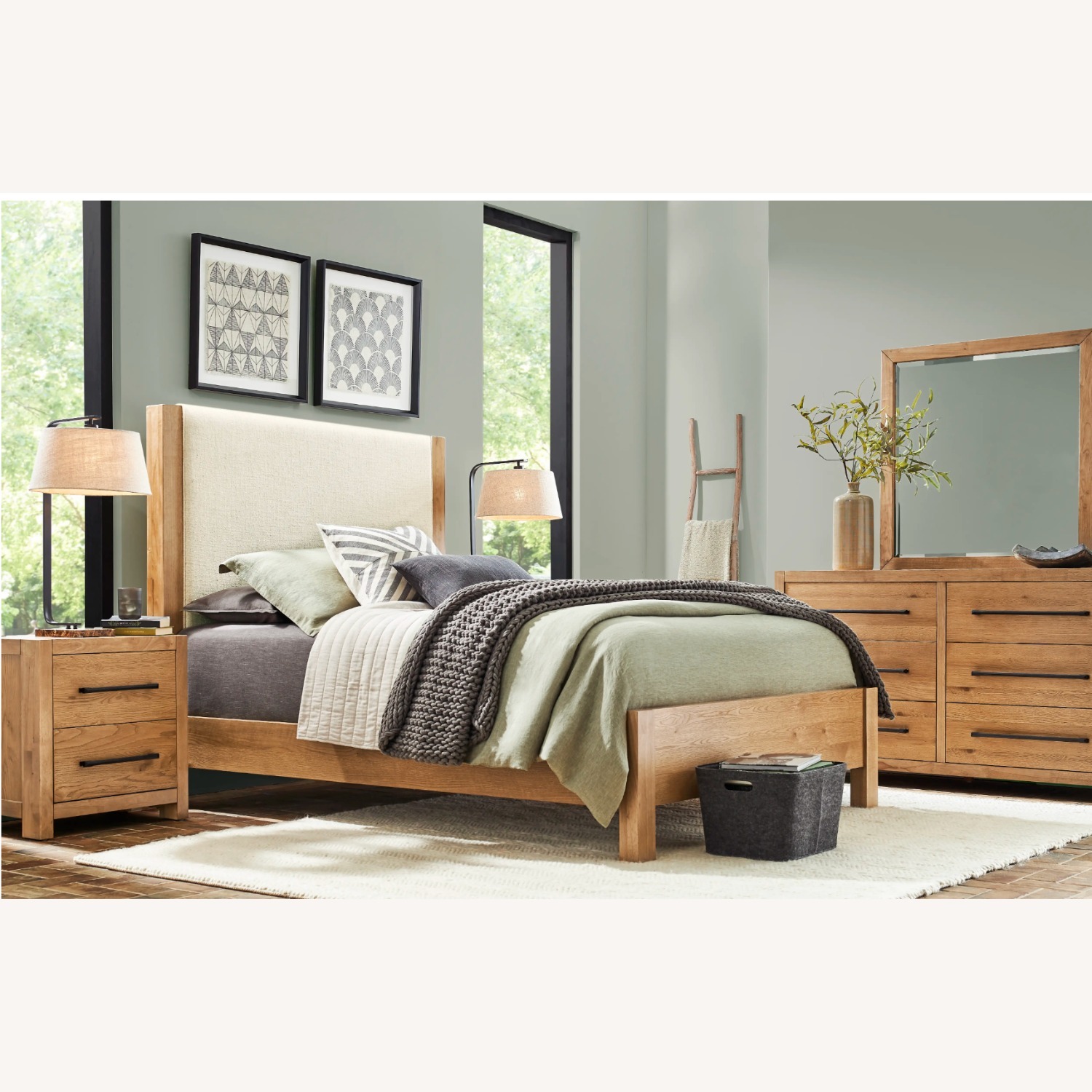 Rooms To Go Ithaca Natural Queen Upholstered Bed Frame - image-1