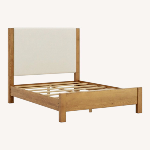 Used Rooms To Go Ithaca Natural Queen Upholstered Bed Frame for sale on AptDeco