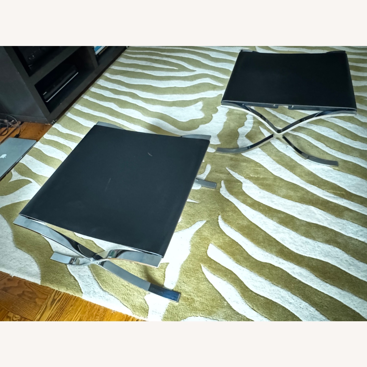 Knoll Barcelona Stools w Cowhide Sling 2 - image-2