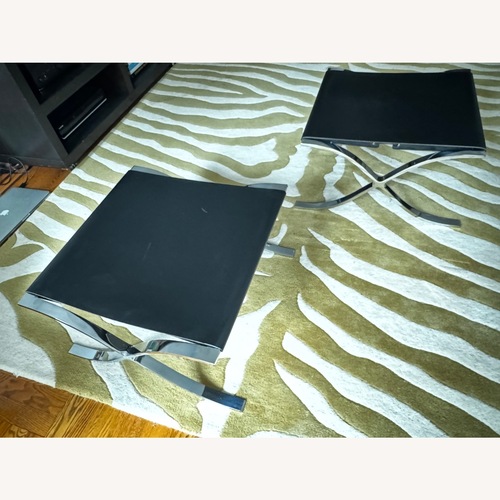 Used Knoll Barcelona Stools w Cowhide Sling 2 for sale on AptDeco