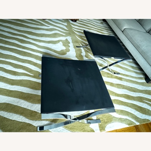 Used Knoll Barcelona Stools w Cowhide Sling 2 for sale on AptDeco